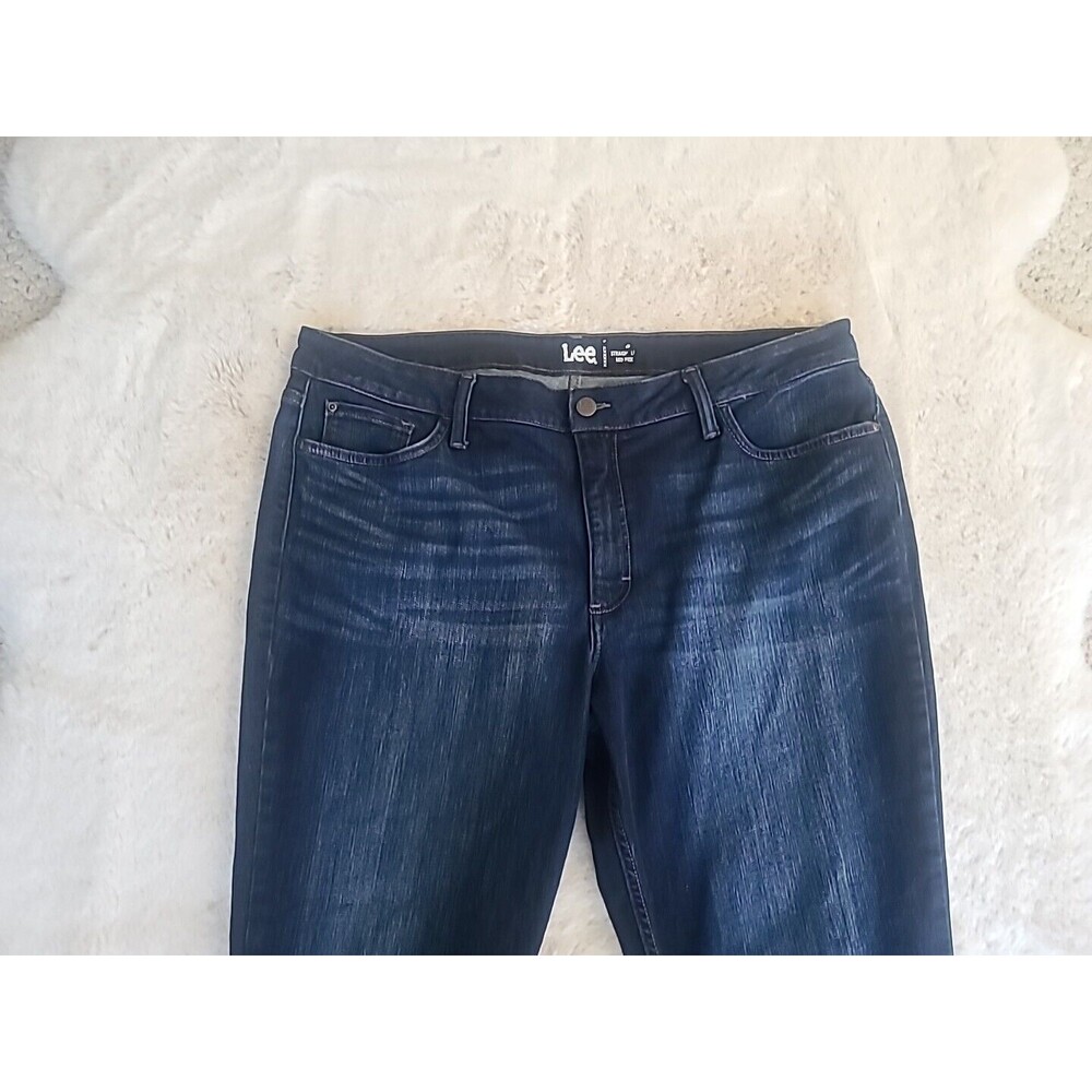 Lee Regular Fit Straight Leg Women's Jeans Size 20M Blue Stretch Dark Wash - Picture 4 of 14